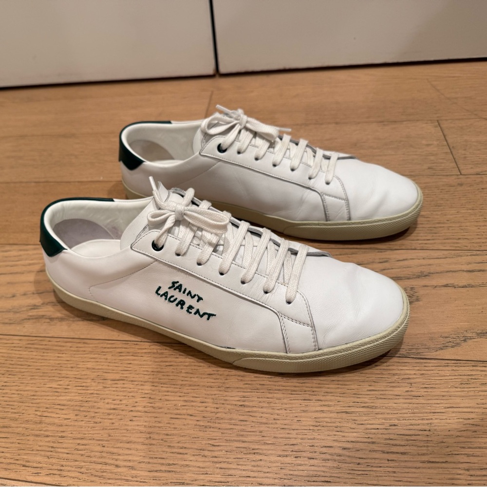 Saint Laurent men’s white and green sneakers